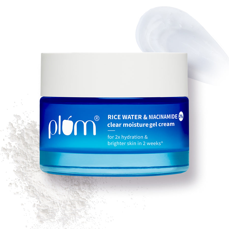 Plum 2% Niacinamide & Rice Water Brightening Gel Moisturizer | 2X Hydration | Brightens Skin In 2 Weeks | Non-Greasy, 25g