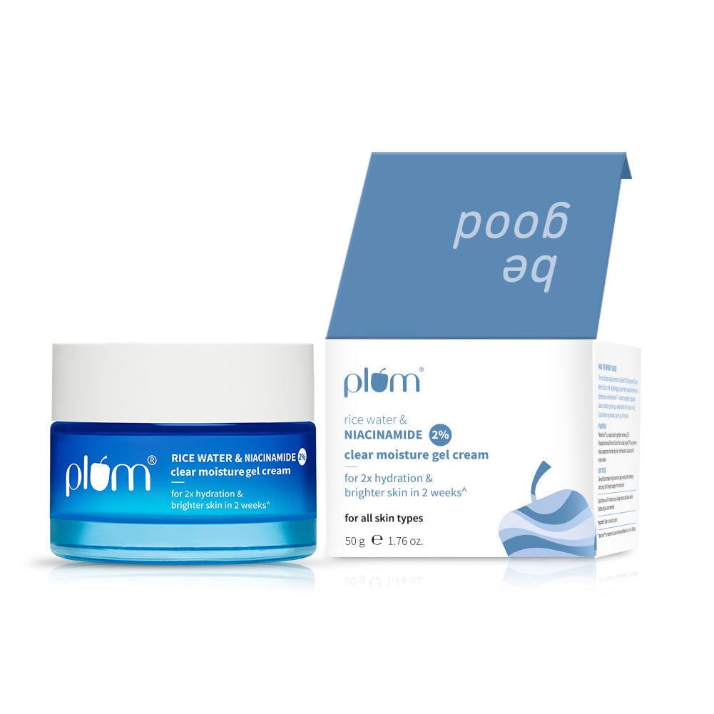 Plum 2% Niacinamide & Rice Water Brightening Gel Moisturizer | 2X Hydration | Brightens Skin In 2 Weeks | Non-Greasy, 50g