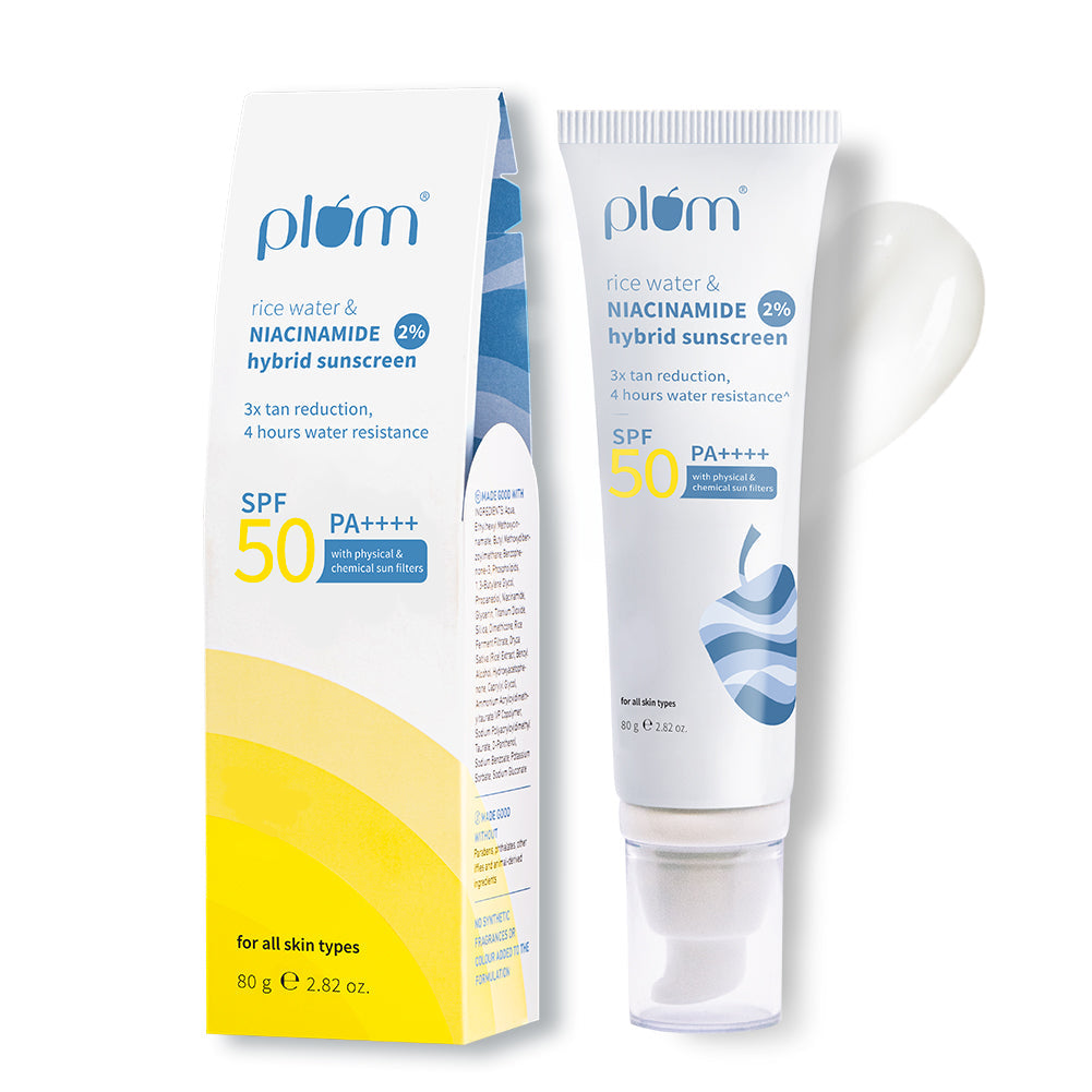 Plum 2% Niacinamide & Rice Water SPF 50 PA++++ Brightening Sunscreen | 3X Tan Reduction | 4-Hr Water Resistant | Dermat-Tested | No White Cast, 80g Buy at Indicrest Image 2