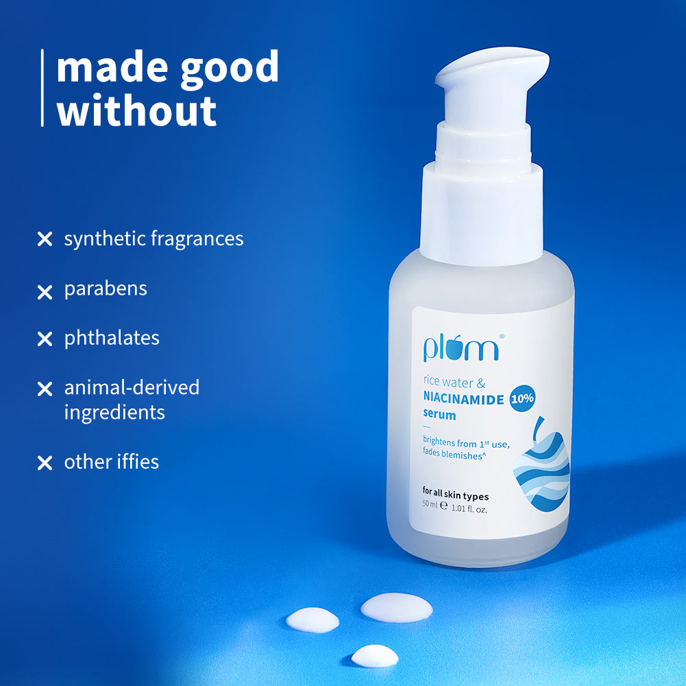 Plum 10% Niacinamide & Rice Water Brightening Face Serum | Brightens From 1st Use | 2X Instant Hydration | Dermat-Tested, 50ml Buy at Indicrest Image 9