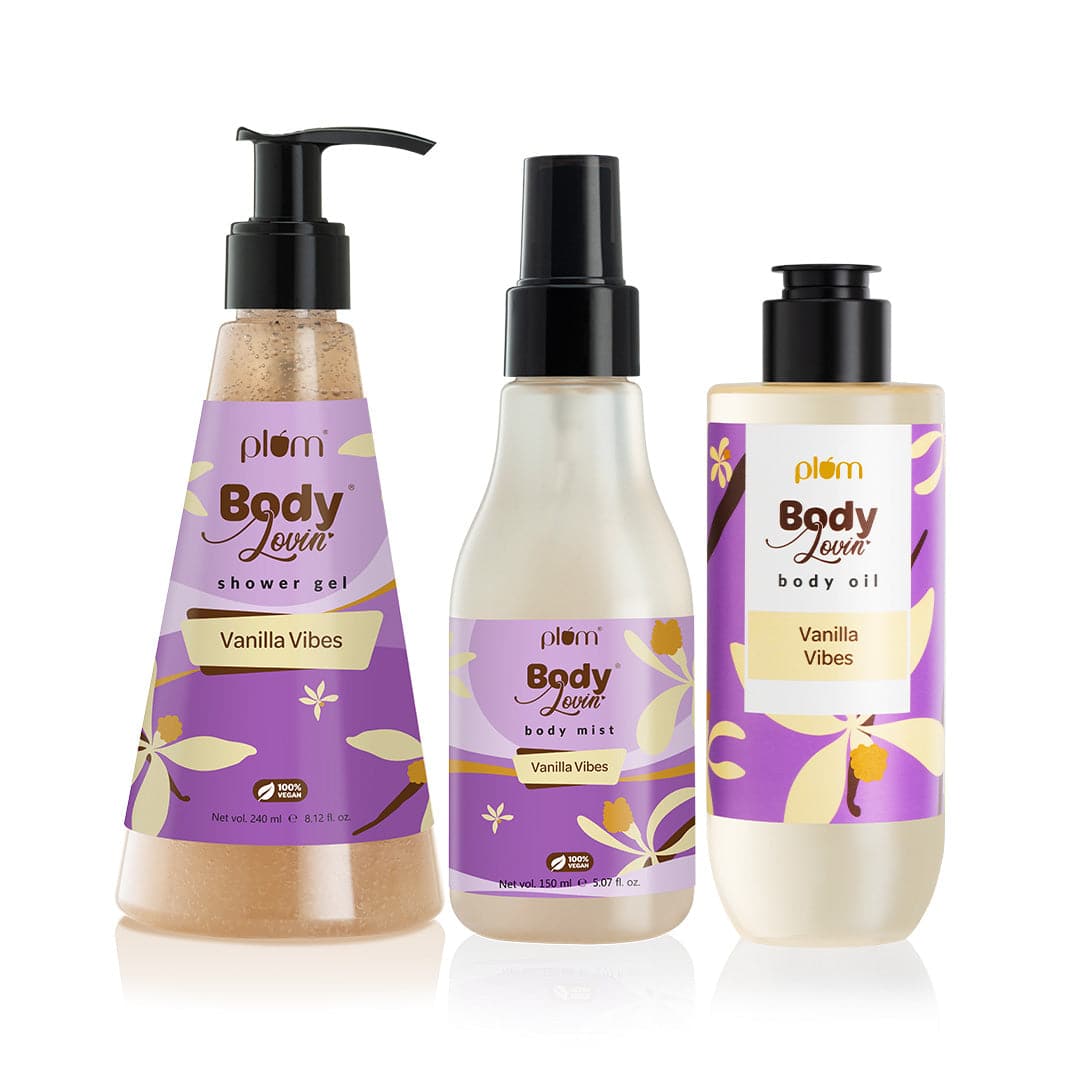 Plum Plum BodyLovin' Vanilla Vibes Shower-Moisturize-Mist Trio new