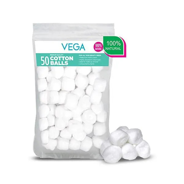 Pack of Vega cotton balls with a white background
