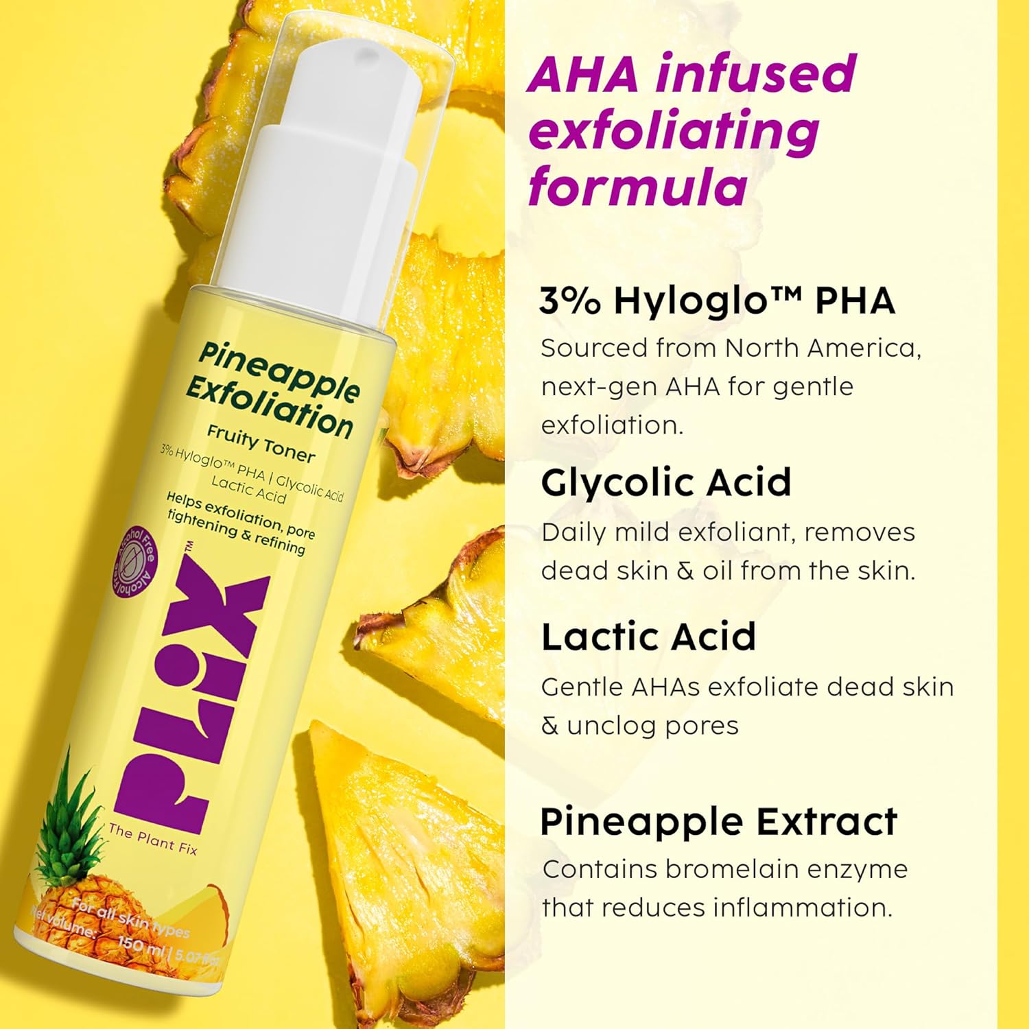 Plix Pineapple Exfoliating Fruity Toner for Smooth, Refined Skin, 150ml Buy at Indicrest Image 3