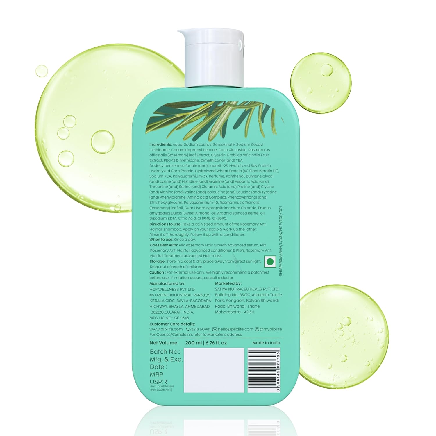 Plix Rosemary Anti-Hairfall Advanced Shampoo for Stronger, Fuller Hair, 200ml Buy at Indicrest Image 2