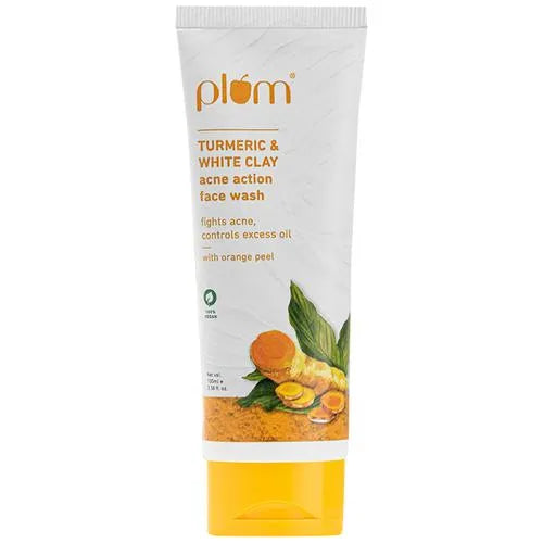 Plum Turmeric & White Clay Acne Action Face Wash, 100ml - Indicrest