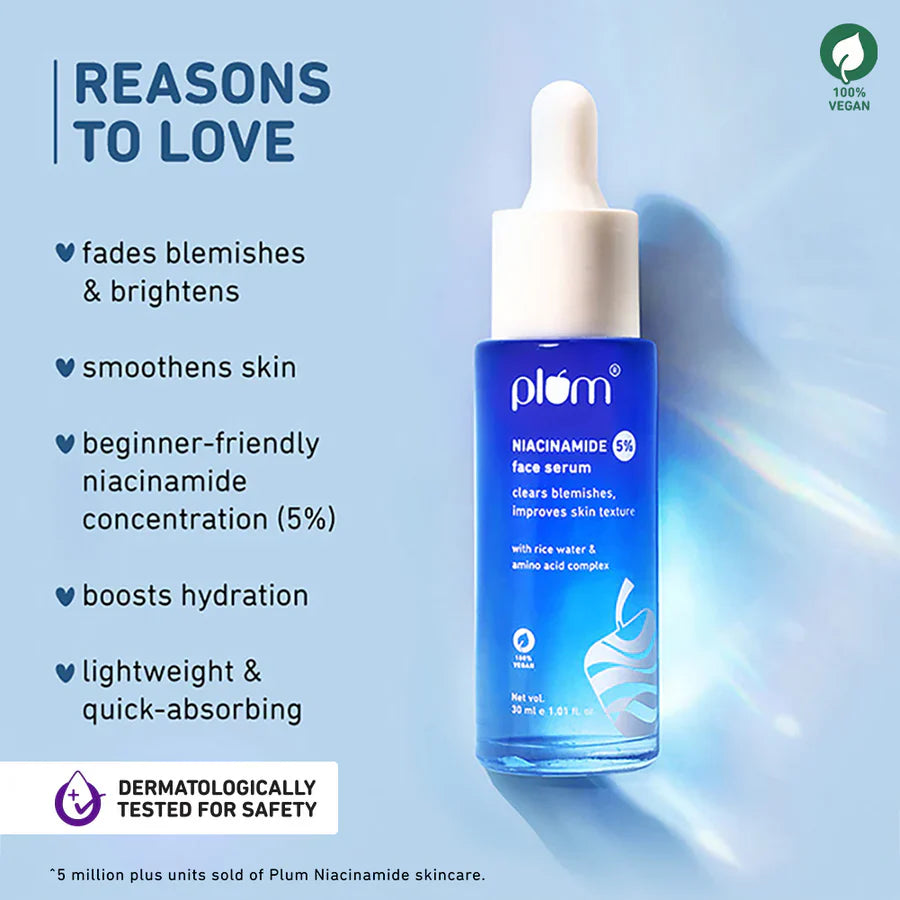 Plum 5% Niacinamide Face Serum with Rice Water for smooth skin Indicrest