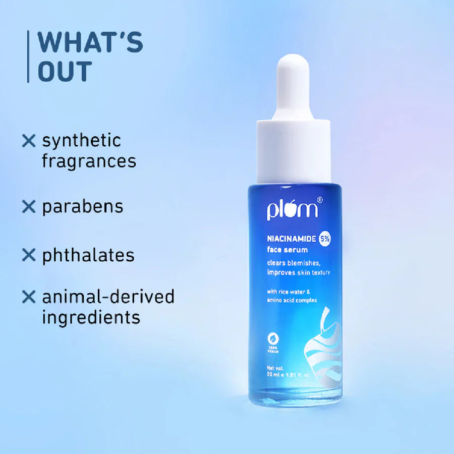 Plum 5% Niacinamide serum for skincare routine online at Indicrest