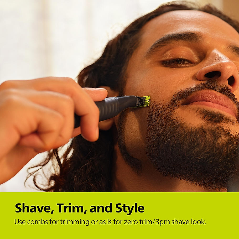 Philips OneBlade - Hybrid Trimmer & RazorI Face + Body I No Cuts Grooming for Private Parts I Best Zero Trim for Face and Body I Includes - 2 Blades, 2 body Comb & 3 Trim combs I QP1624/10