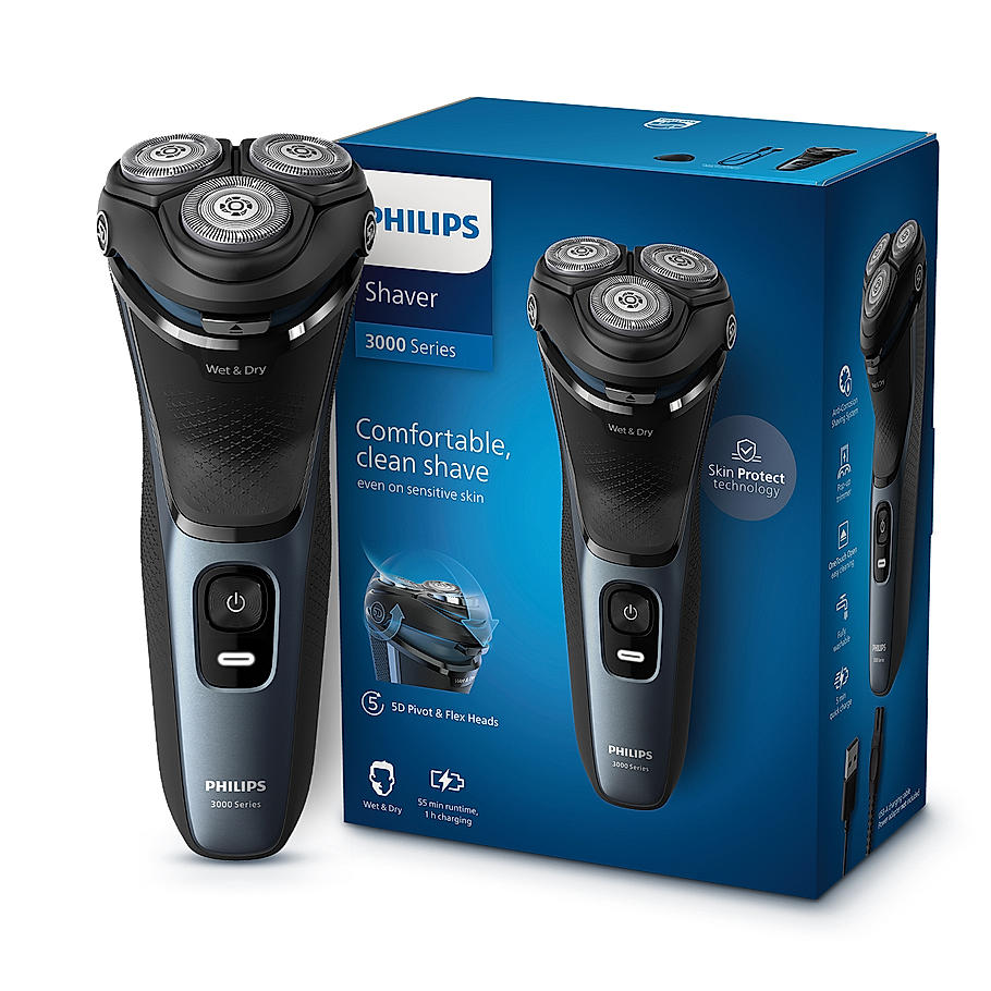 Philips Electric Shaver for Men-| SkinProtect Technology, Wet and Dry Shave | 5D Floating Heads | 27 Self Sharpening Blades | Pop up Trimmer | Cordless | Waterproof | S3144/03