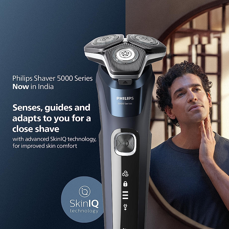 Philips Electric Shaver- | Wet & Dry | Steel Precision Blades | SkinIQ Technology | Power Adapt Sensor | 360 D Flexing heads | Integrated Pop up Trimmer | Delivers a Powerful Shave, Cuts More Hair Per Stroke* | S5885/28