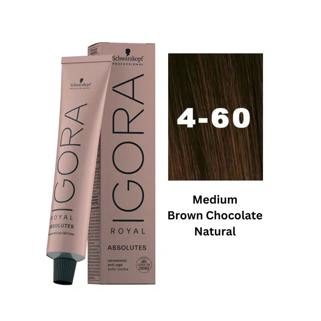 Schwarzkopf Professional Igora Royal Absolutes Permanent Color Creme (4-60), Medium Brown Chocolate Natural - Indicrest Buy at Indicrest Image 2