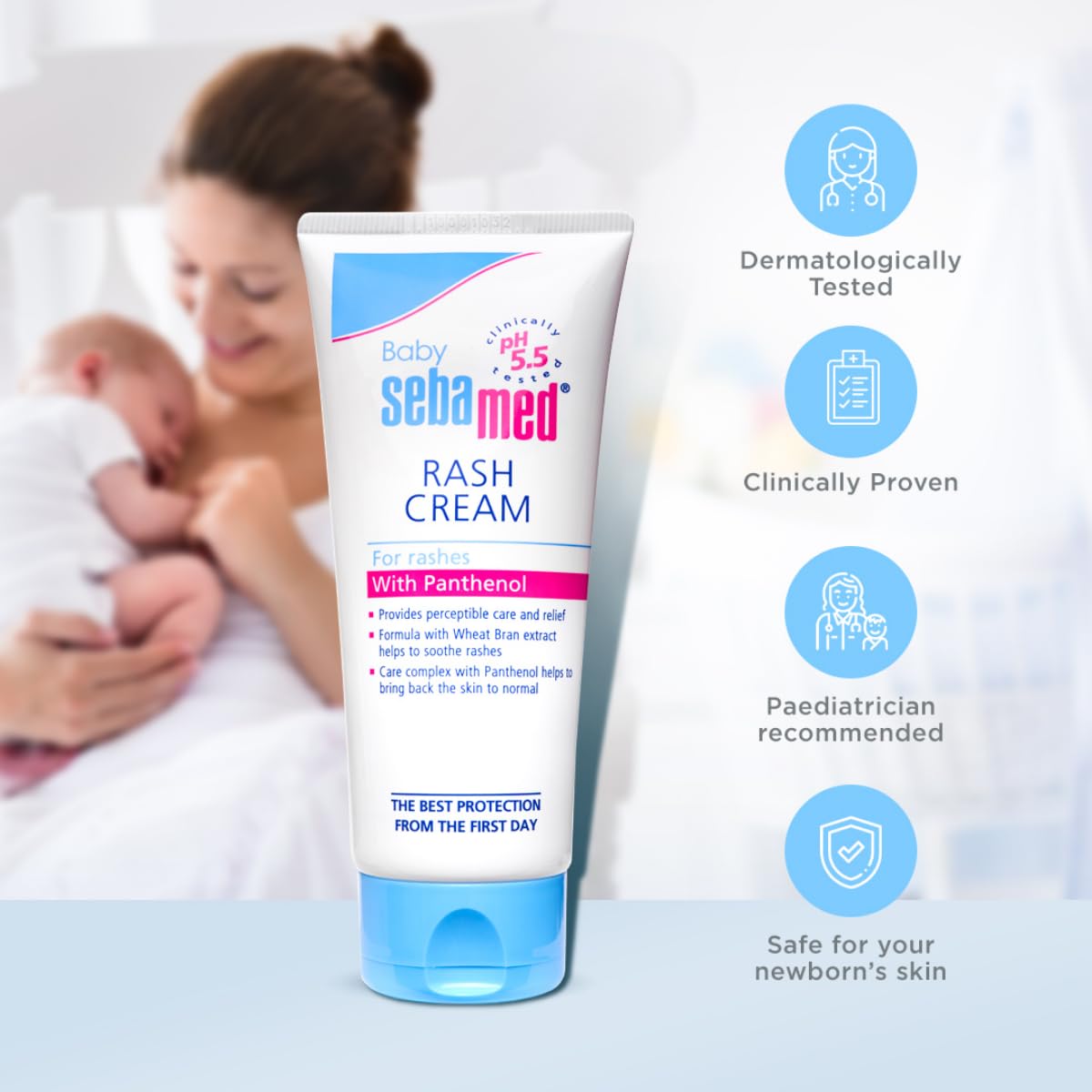 Sebamed packaging highlighting pH 5.5 logo