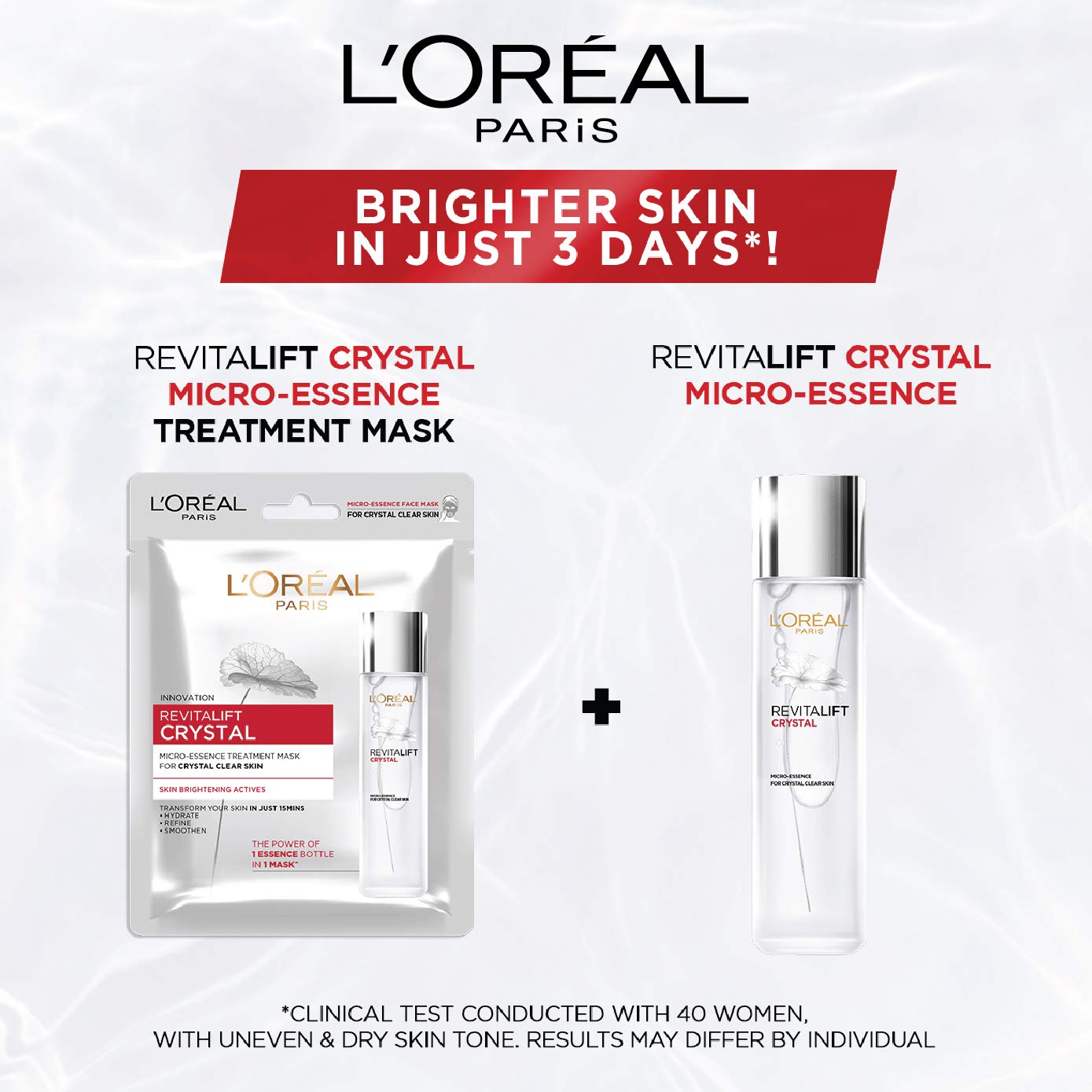 Skin before and after using Revitalift Crystal Mask