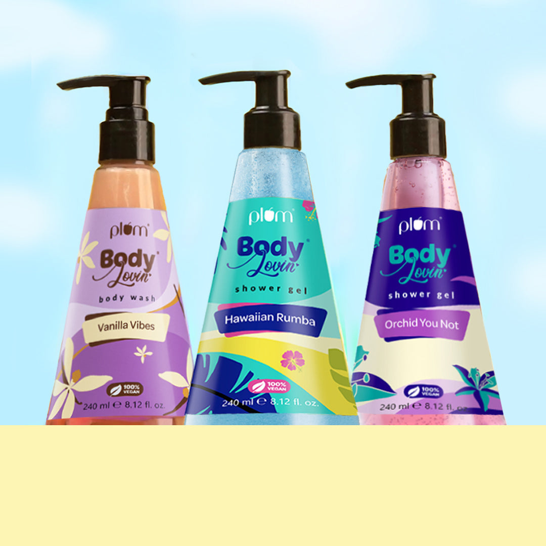 Plum Smell So Good Shower Kit By Plum BodyLovin’ | Vanilla Vibes Body Wash, Hawaiian Rumba Shower Gel & Orchid You Not Shower Gel | Set Of 3 Body Washes | Warm, Tropical & Floral Fragrances | Sls Free & Aloe Infused Bodywashes