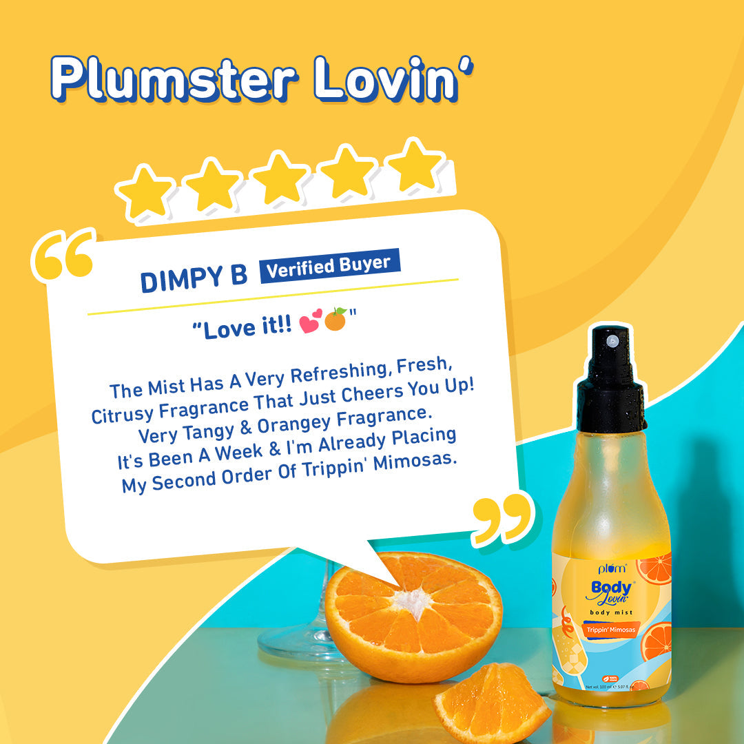 Plum Trippin' Mimosas Body Mist by Plum BodyLovin' | Long Lasting | Travel-Friendly | Citrusy Fragrance | Perfume Body Spray, 150ml Buy at Indicrest Image 14