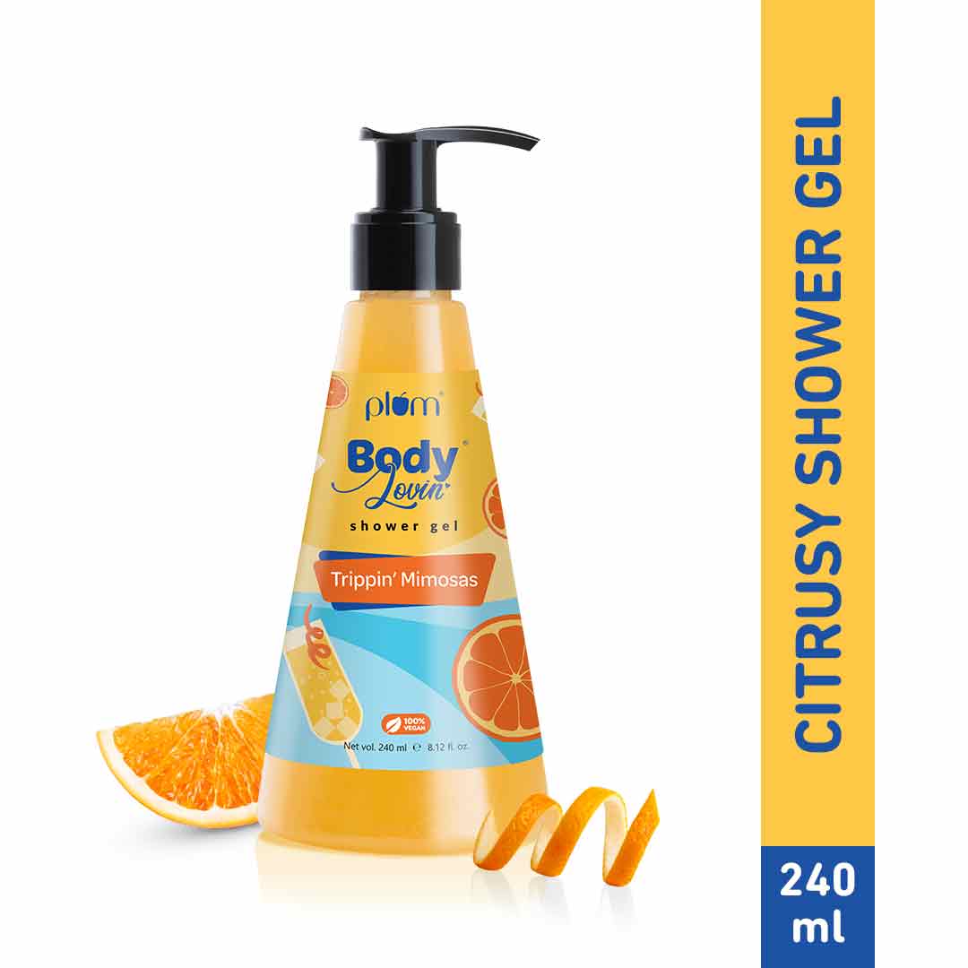 Plum Trippin Mimosas Shower Gel by Plum BodyLovin' | SLS-Free | Hydrating Formula | Citrusy Fragrance | Aloe-Infused Body Wash, 240ml
