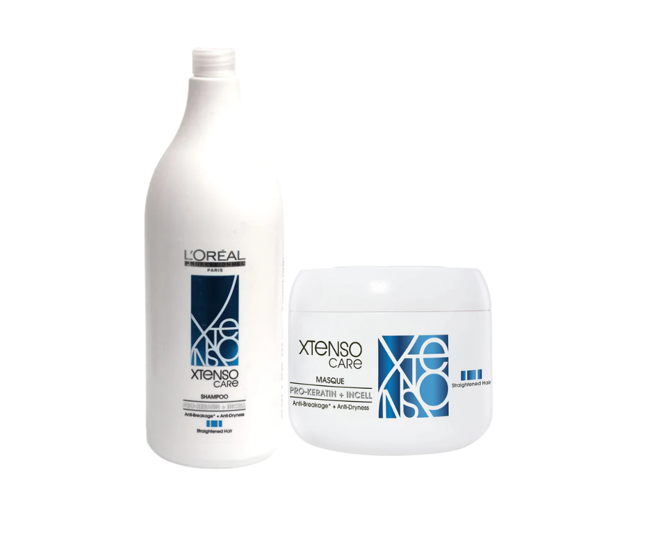 L'Oreal Professionnel Xtenso Care Shampoo, 1500ml & Hair Masque, 490g Combo For Straightened Hair