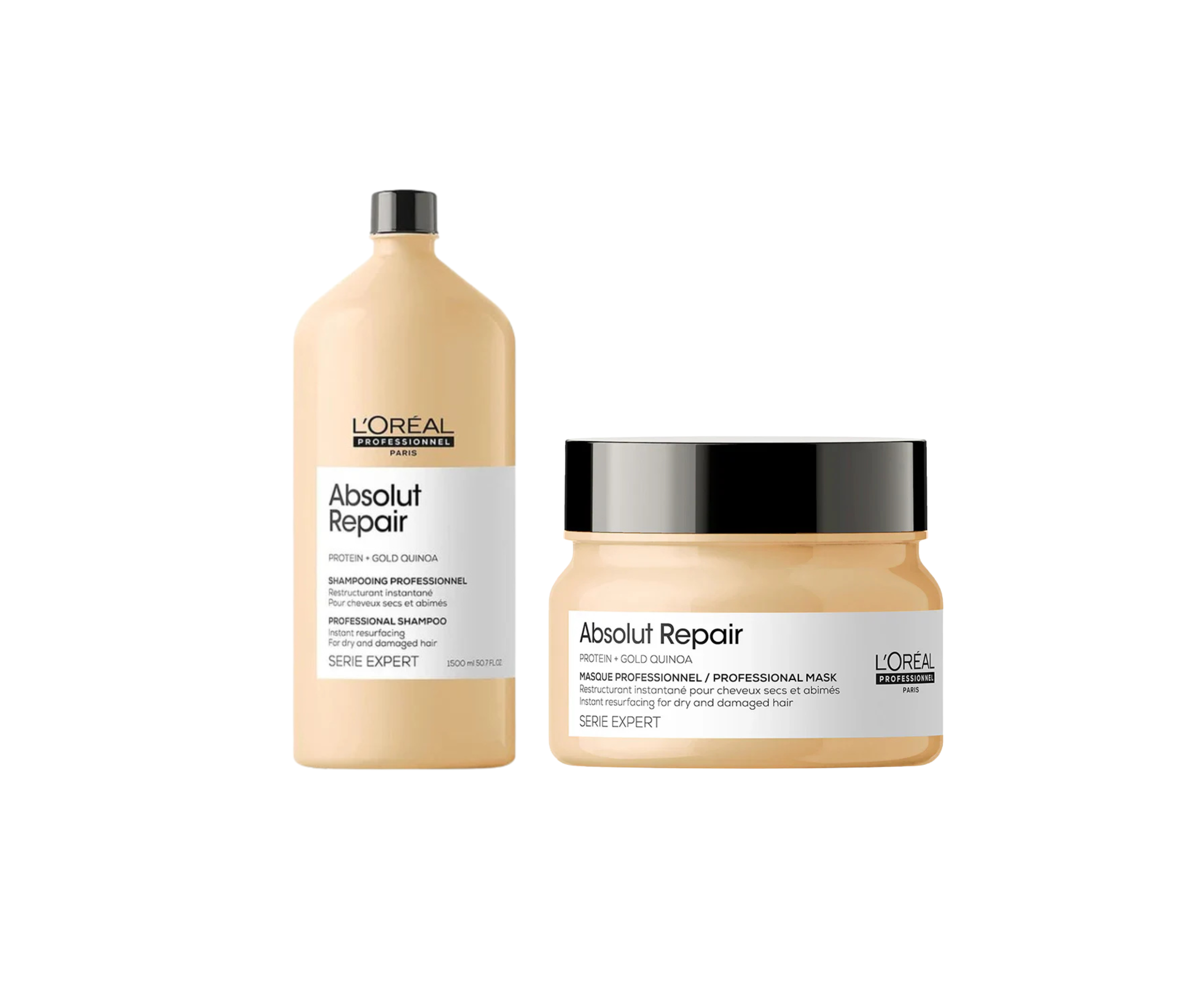 L'Oreal Professionnel Absolut Repair Shampoo, 1.5L | Hair Mask, 490ml Combo For Damaged Hair