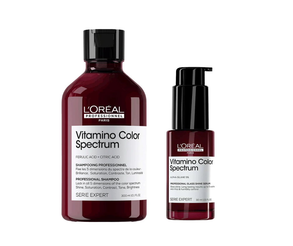 L'Oreal Professionnel Vitamino Color Spectrum Shampoo (300ml) &Glass Shine Serum (30ml) Combo Pack