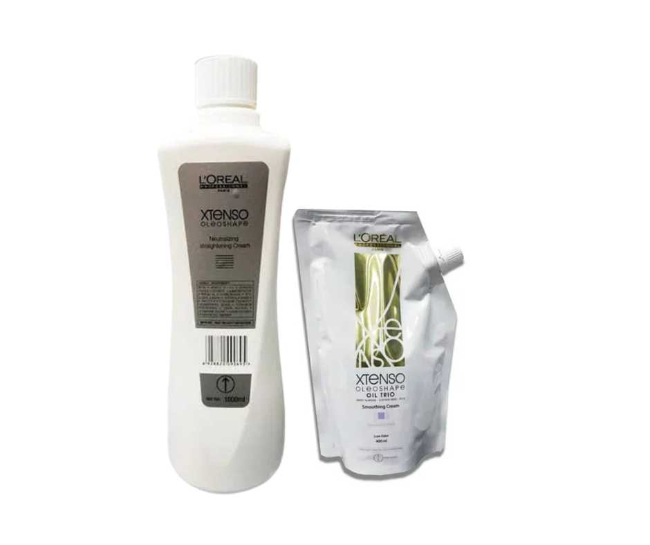 L’Oreal Professionnel Xtenso Oleo Shape Neutralizing Straightening Cream, 1000ml & Xtenso Oleo Shape Oil Trio Smoothing Cream, 400ml Combo For Resistant Hair