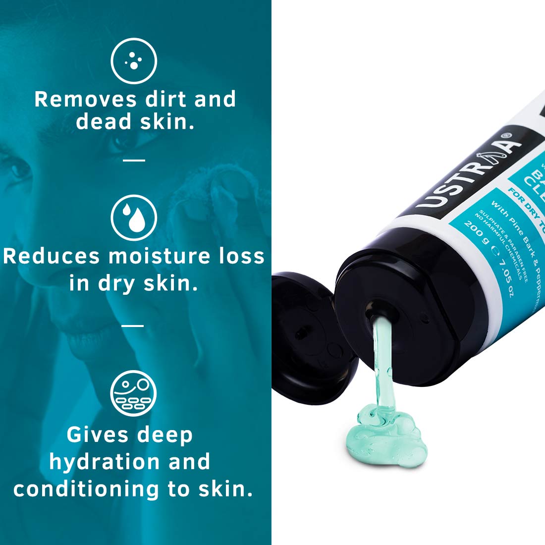 Ustraa Face Wash - Dry Skin (Mint Cool), 200g