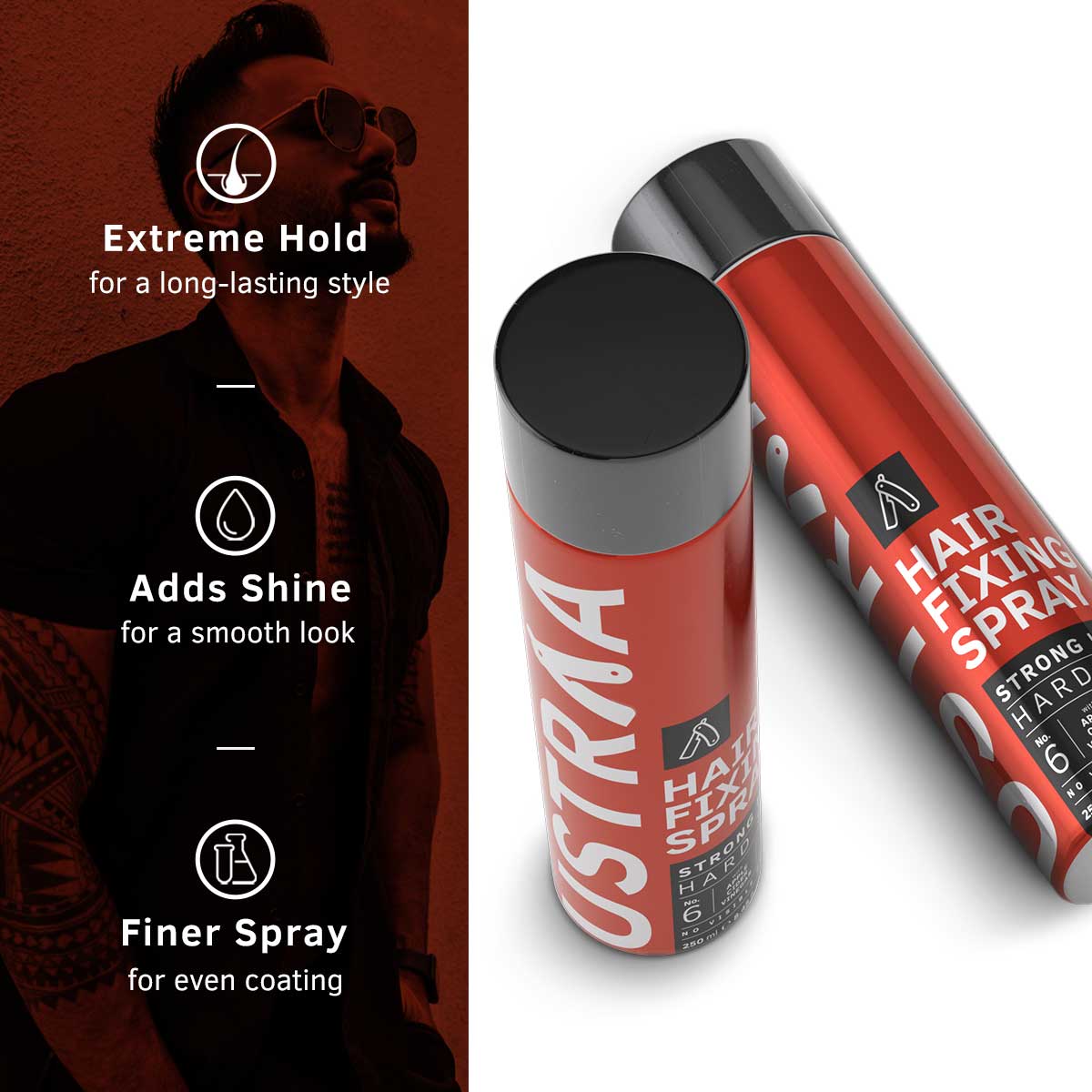 Ustraa Hair Fixing Spray - Strong Hold, 250ml
