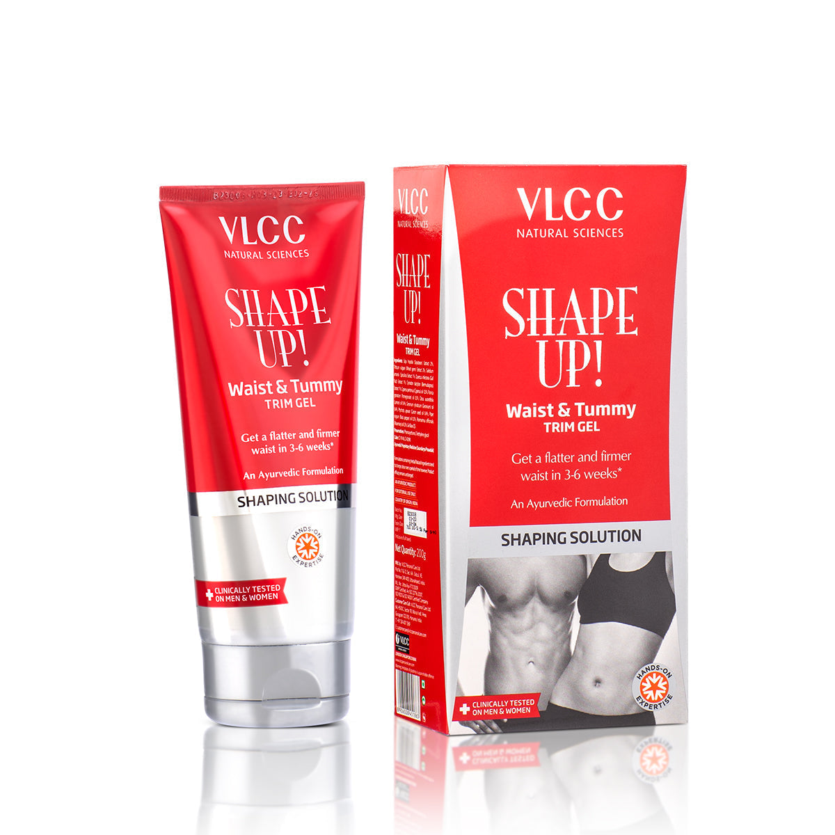 VLCC Shape Up Waist & Tummy Trim Gel packaging on a white background