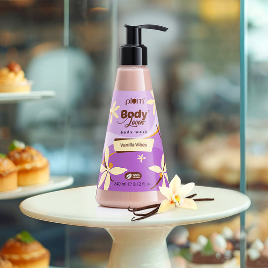 Plum Vanilla Vibes Body Wash by Plum BodyLovin' | SLS-Free | Hydrating Formula | Warm Vanilla Fragrance | Aloe-Infused Body Wash, 240ml Buy at Indicrest