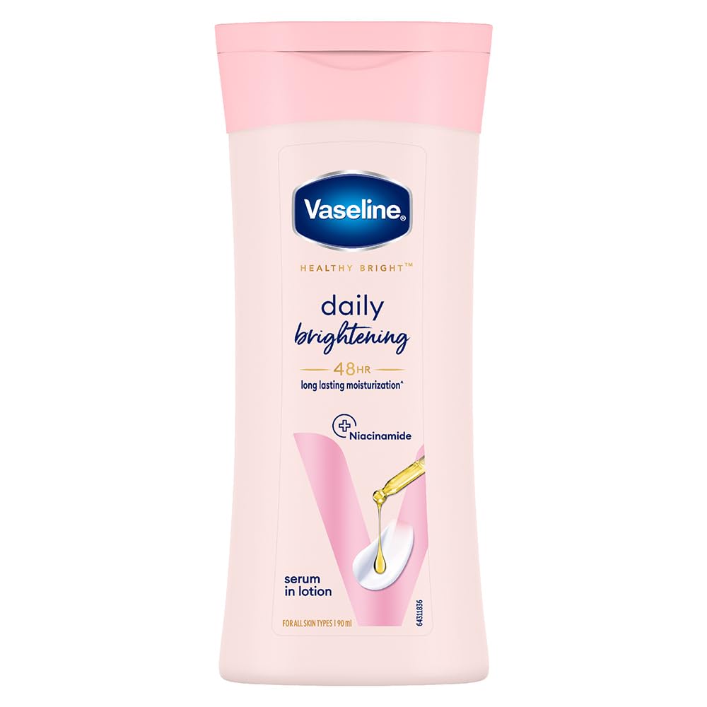 Vaseline daily brightening lotion packaging on a white background