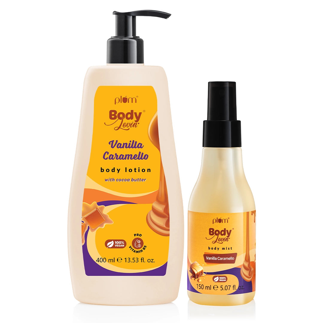 Plum Vanilla Caramello Body Lotion & Body Mist Duo | Deep Hydration | Glowing Skin | Long Lasting