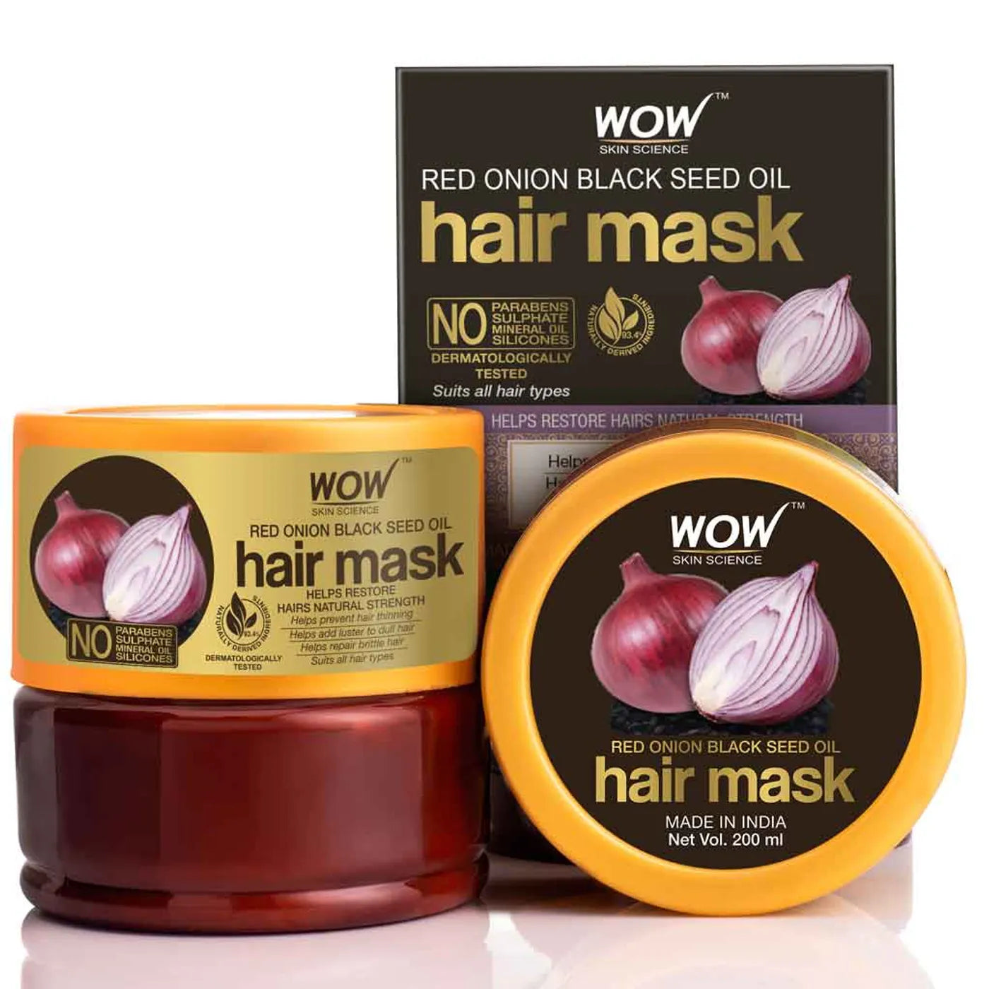 Wow Red Onion Black Seed Hair Mask, 200ml - Indicrest