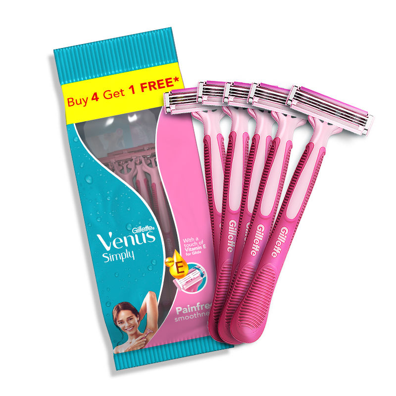 Gillette Simply Venus Hair Removal Razor for Women - (4s + 1) skin Love Buy at Indicrest