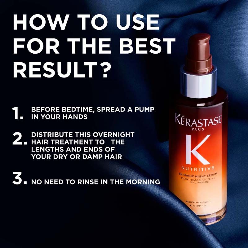 Kerastase Nutritive 8H Magic Night Hair Serum, Overnight leave-in serum, enriched with Niacinamide, 90ml