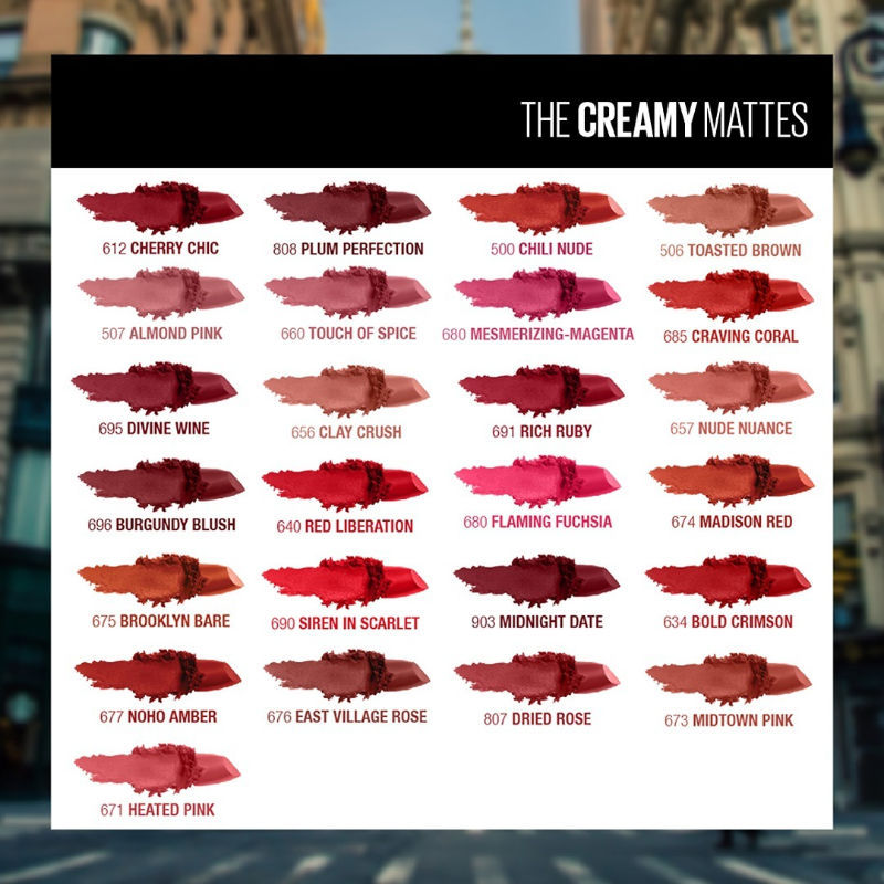 Maybelline New York Color Sensatiol Creamy Matte Lipstick, Lasts Up To 12H - Rich Ruby, 3.9g Buy at Indicrest Image 5