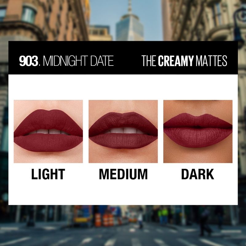 Maybelline New York Color Sensatiol Creamy Matte Lipstick, Lasts Up To 12H - Midnight Date, 3.9g Buy at Indicrest Image 3