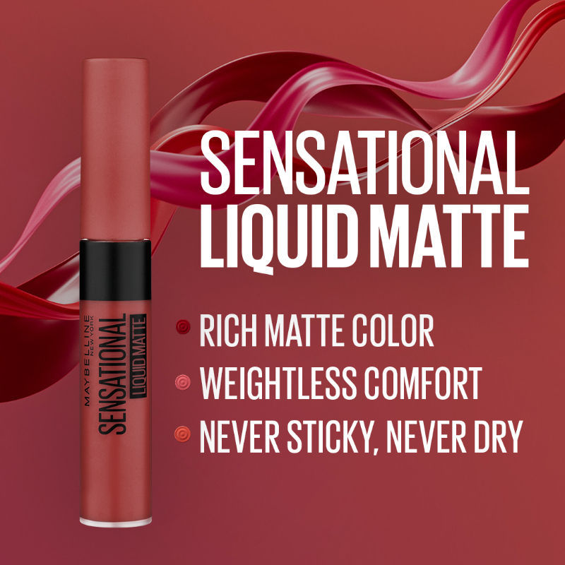 Maybelline New York Sensatiol Liquid Matte Lipstick, Weightless Comfort - 11 Made Easy, 7ml Buy at Indicrest Image 4