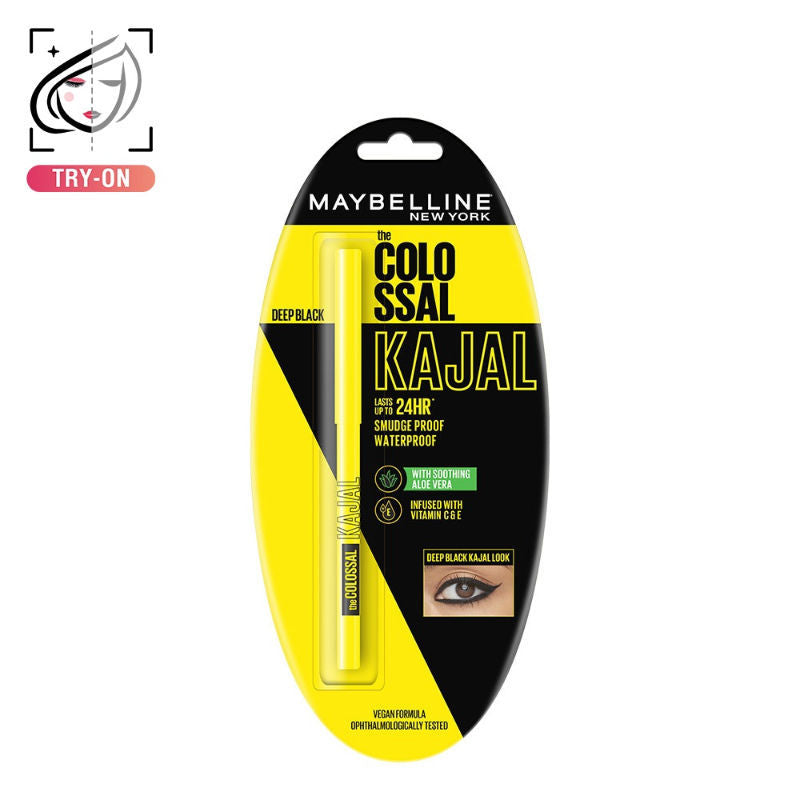 Maybelline New York The Colossal Kajal, Smudgeproof & Waterproof Lasts Up To 24H - Deep Black, 0.35g Buy at Indicrest