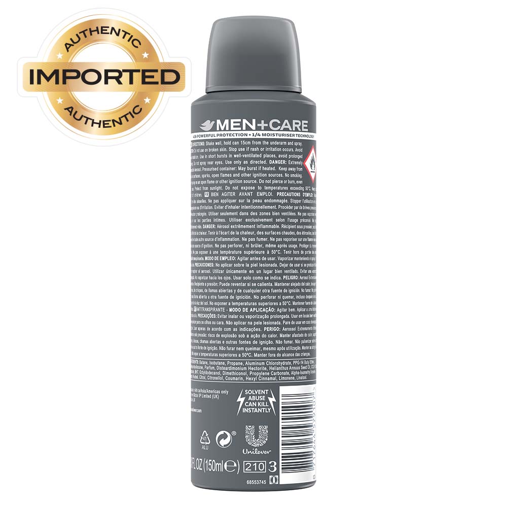 Dove Men + Care Clean Comfort Dry Spray Antiperspirant Deodorant, 150ml Buy at Indicrest Image 3