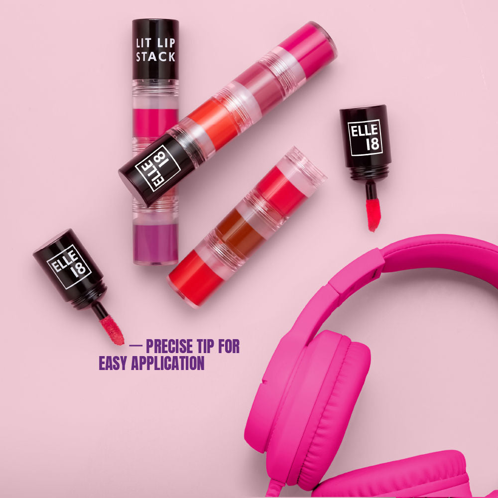 Elle 18 Lit Lip Stack 3 in 1 Liquid Lipstick, Matte Finish - Getaway, 4.5ml Buy at Indicrest Image 5