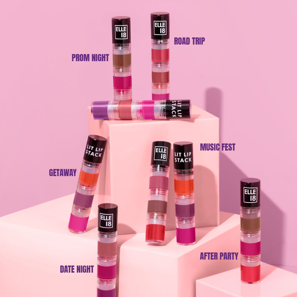 Elle 18 Lit Lip Stack 3 in 1 Liquid Lipstick, Matte Finish - Getaway, 4.5ml Buy at Indicrest Image 10