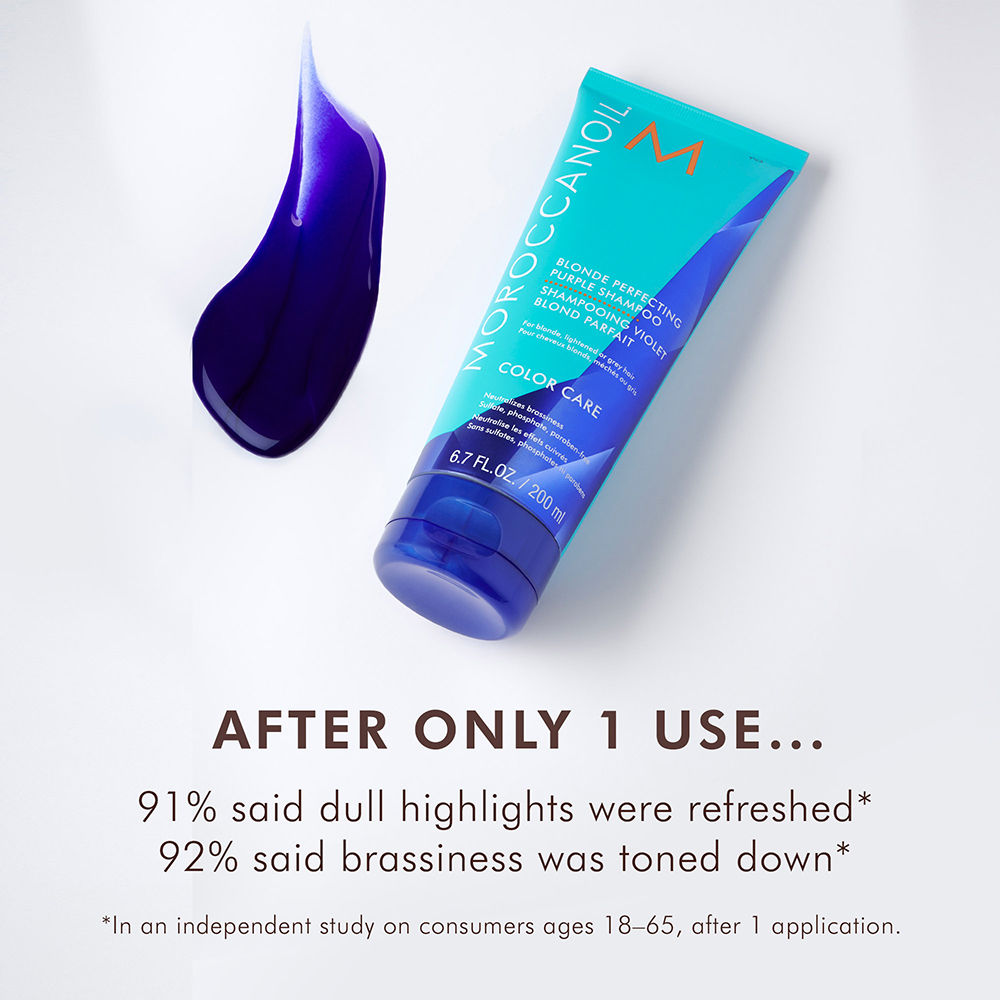 Moroccanoil Blonde Perfecting Purple Shampoo | ArganIDTM | Tones Brass & Brightens Blonde Hair, 200ml
