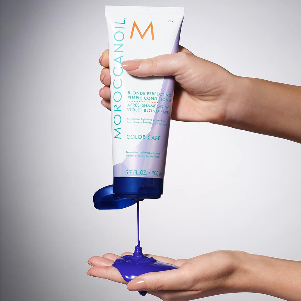 Moroccanoil Blonde Perfecting Purple Conditioner | ArganIDTM | Neutralizes Brass & Boosts Shine looks, 200ml