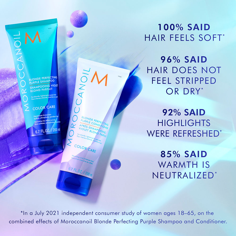 Moroccanoil Blonde Perfecting Purple Conditioner | ArganIDTM | Neutralizes Brass & Boosts Shine looks, 200ml