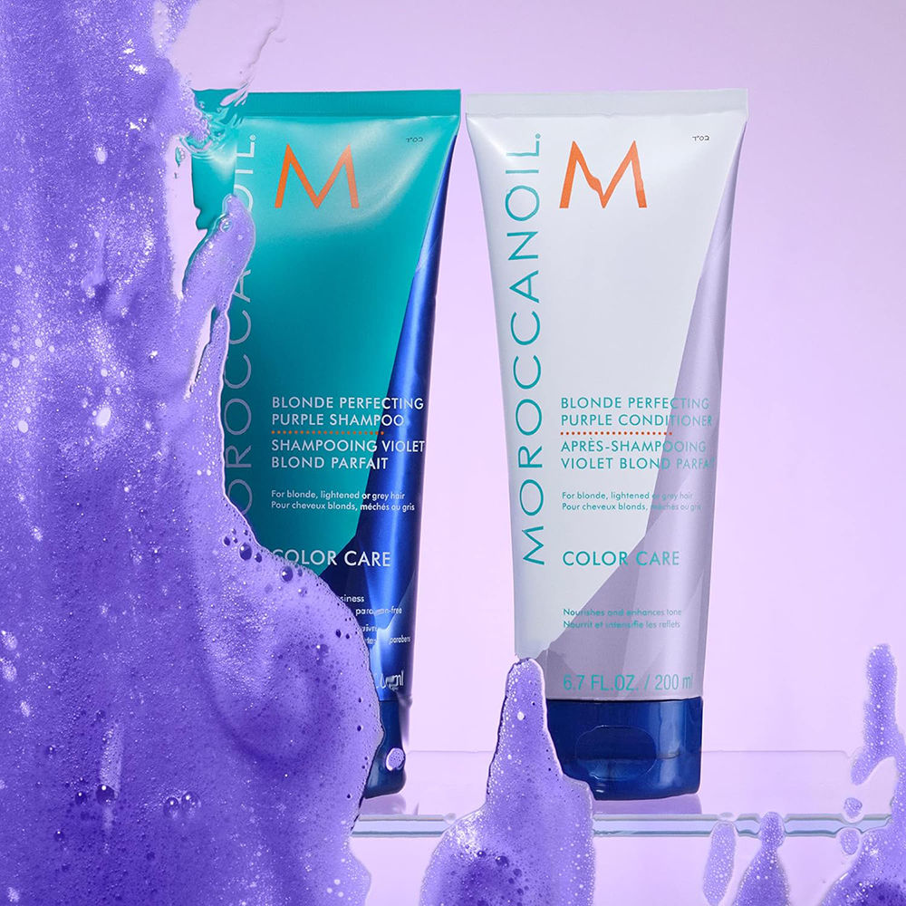 Moroccanoil Blonde Perfecting Purple Conditioner | ArganIDTM | Neutralizes Brass & Boosts Shine looks, 200ml