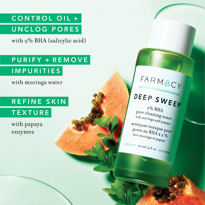 Farmacy Beauty Deep Sweep 2% BHA Pore Cleaning Toner With Salicylic Acid & Moringa Water, 120ml