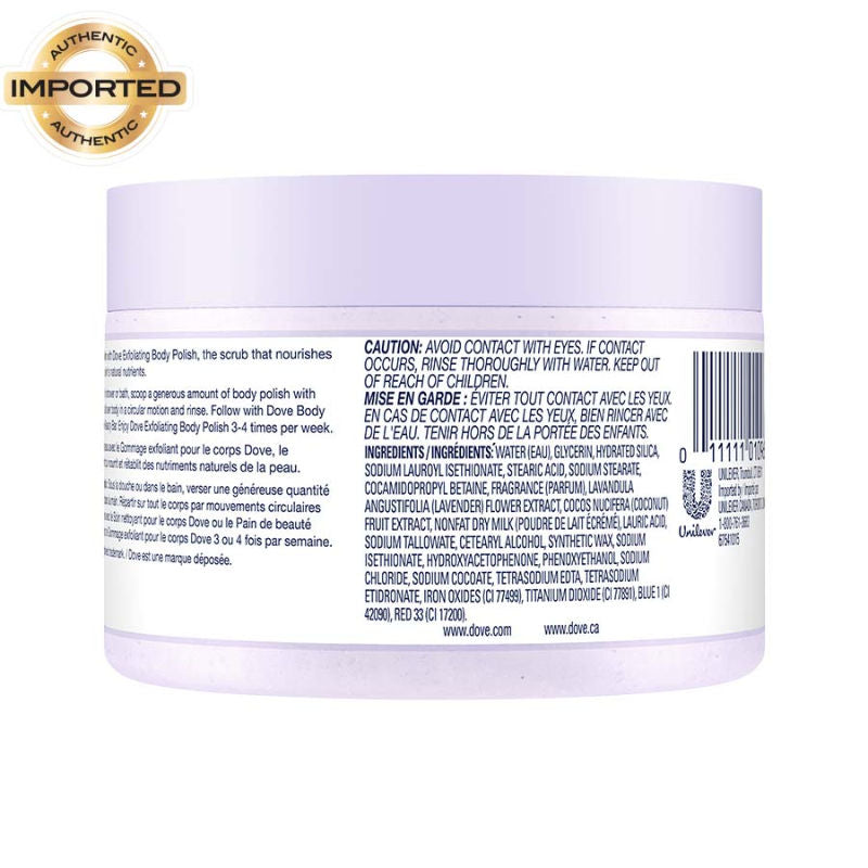 Dove Exfoliating Body Polish Scrub With Crushed Lavender And Coconut Milk, 298g Buy at Indicrest Image 3