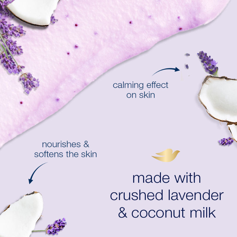 Dove Exfoliating Body Polish Scrub With Crushed Lavender And Coconut Milk, 298g Buy at Indicrest Image 4