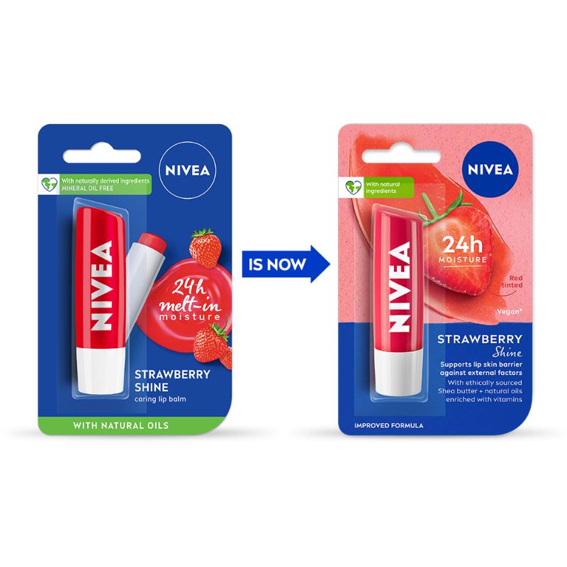 Nivea Tinted Lip Balm with Natural oils & 24H melt-in moisture- Fruity Strawberry Shine, 4.8g Buy at Indicrest Image 2