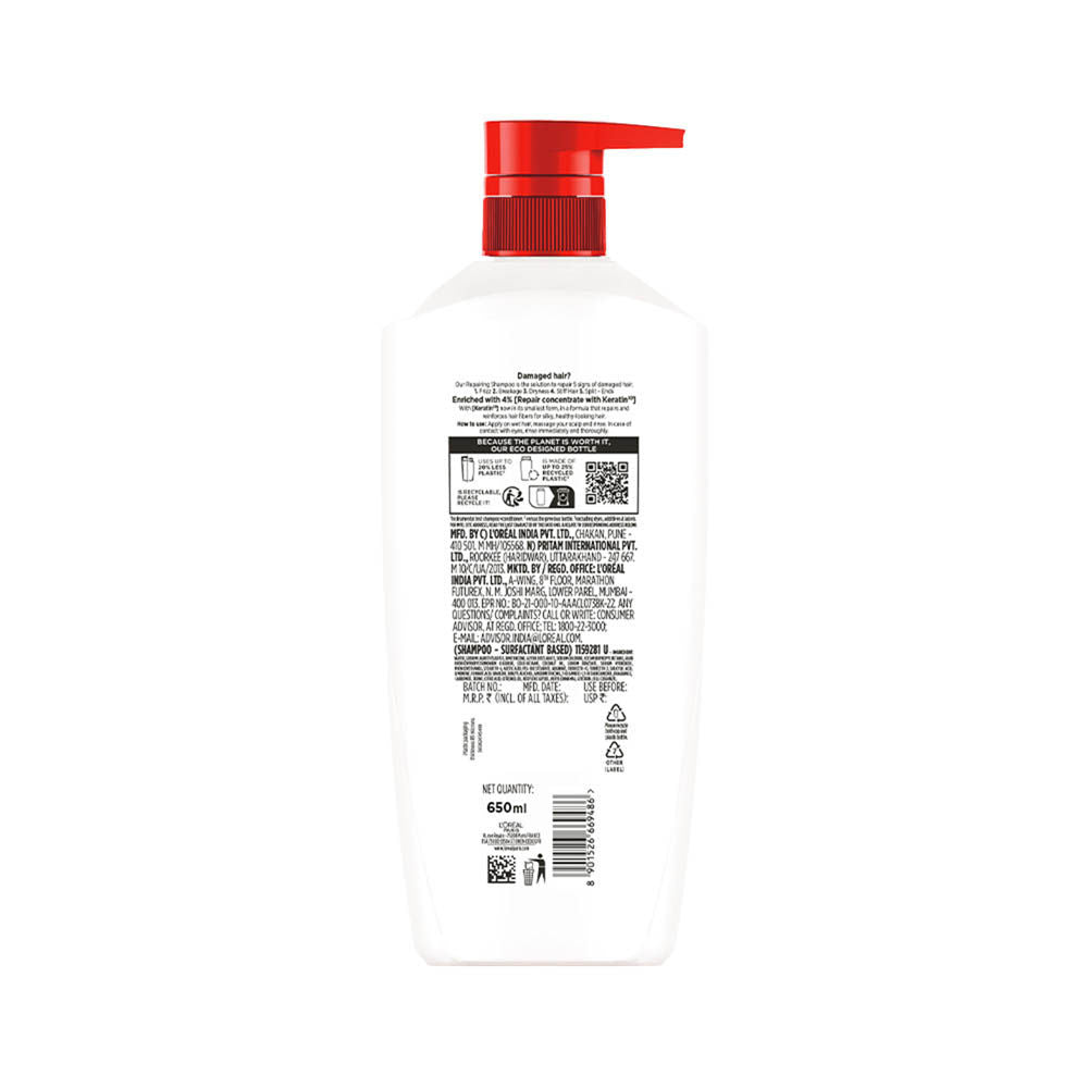 L'Oreal Paris Total Repair 5 Repairing Shampoo With Keratin XS For Damaged Hair, 650ml Buy at Indicrest Image 12