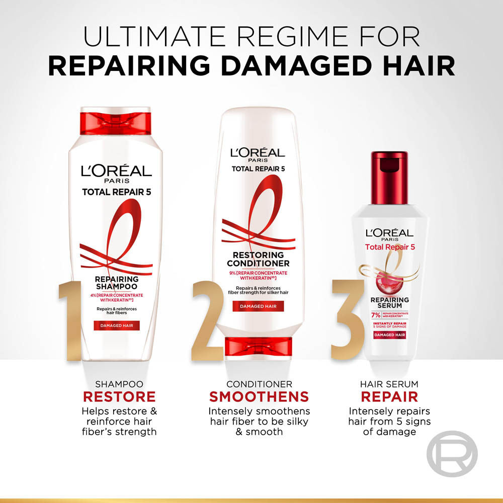L'Oreal Paris Total Repair 5 Repairing Shampoo With Keratin XS For Damaged Hair, 650ml Buy at Indicrest Image 9
